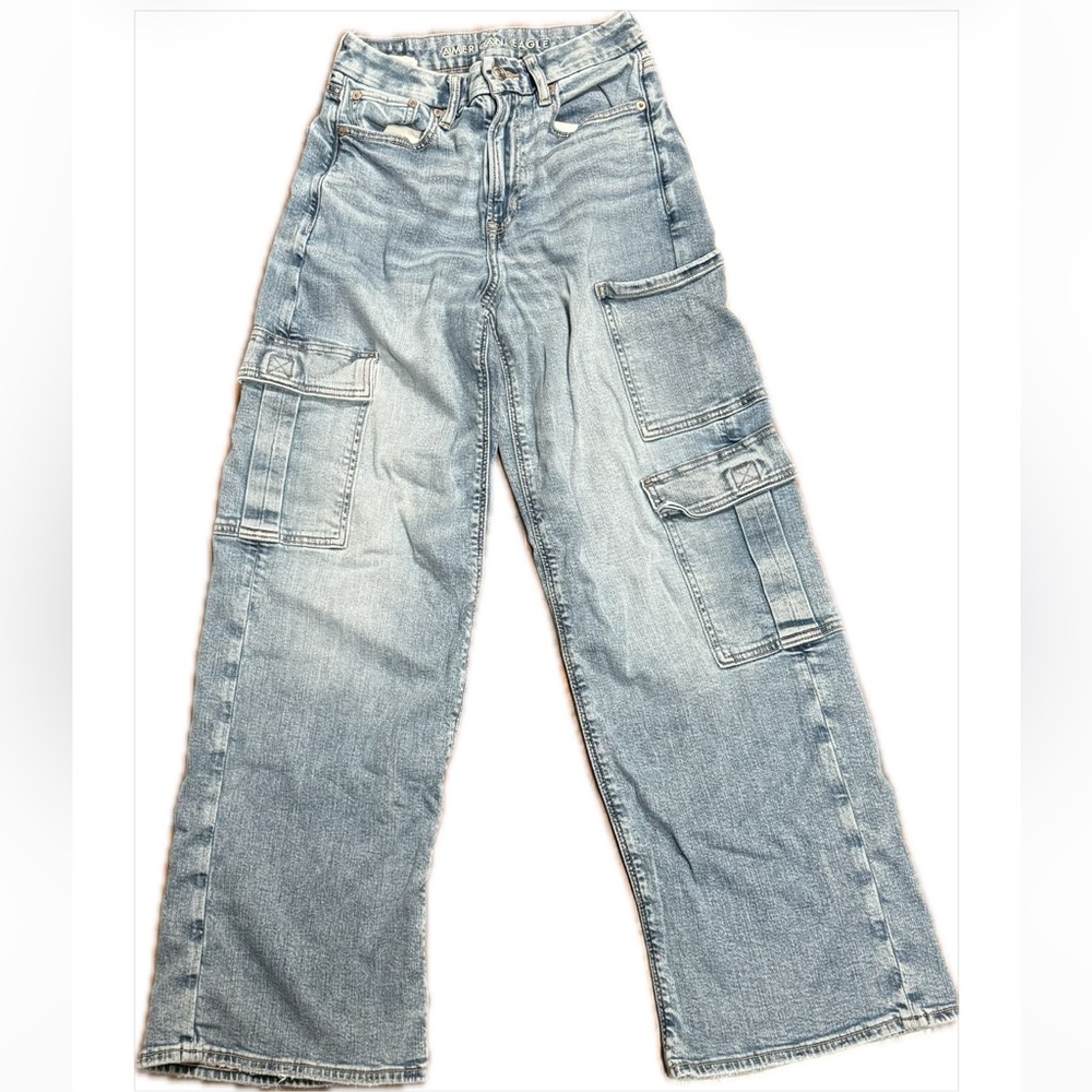 American Eagle Light Blue Baggy Wide Leg Jeans